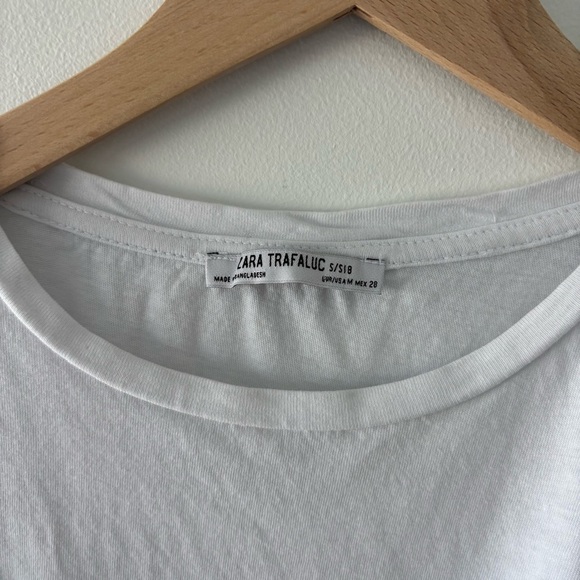 Zara Trafaluc Twisted Front Cropped Classic White Knit 100% Cotton Top Size M - Picture 4 of 7